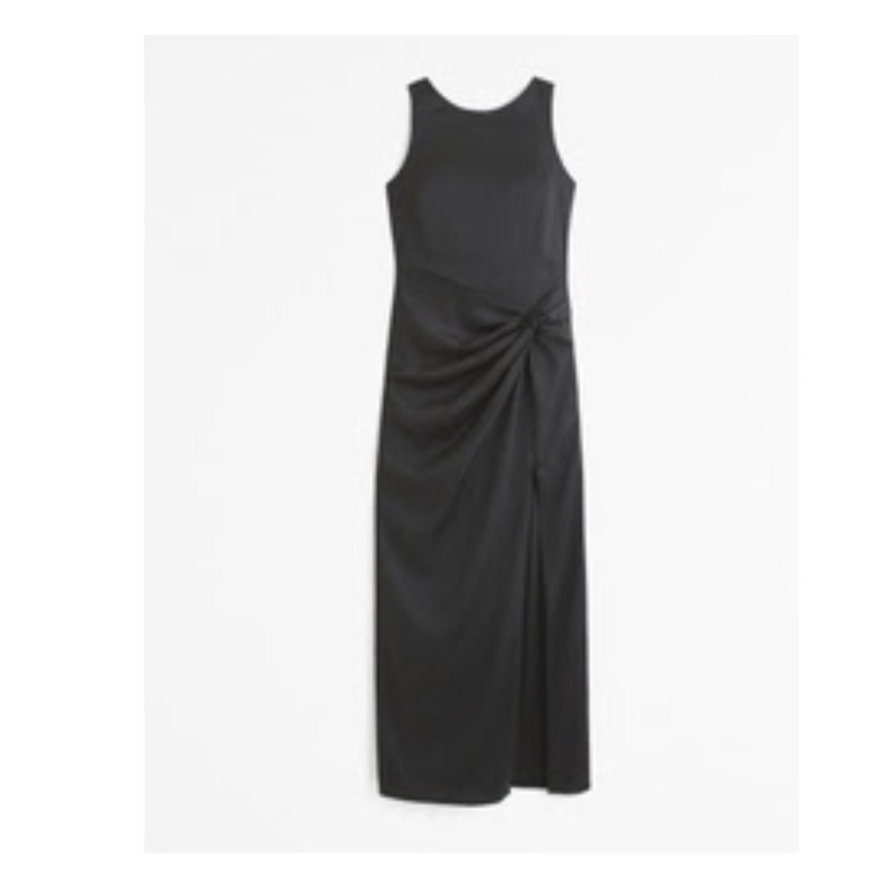 Abercrombie & Fitch Black Sleeveless Knot-Detail Maxi Dress